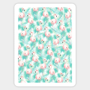 Flamingo, Flamingos pattern, Print, Tropical, Palm leaves, Bird, Pattern, Funny art, Modern art, Wall art, Print, Minimalistic, Modern Sticker